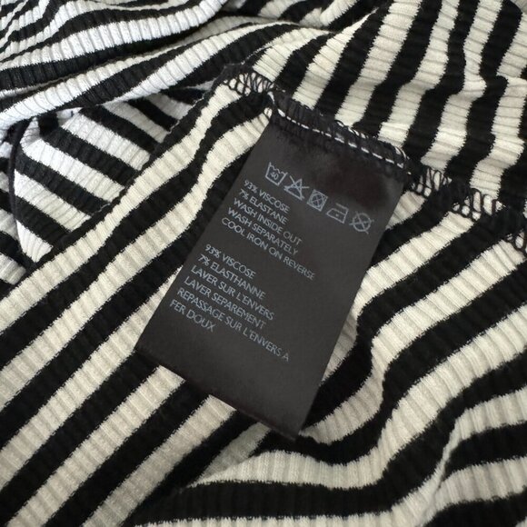 Urban Outfitters | EUC Off Shoulder Short Sleeve Crop Top in Black/White Medium - Picture 2 of 6